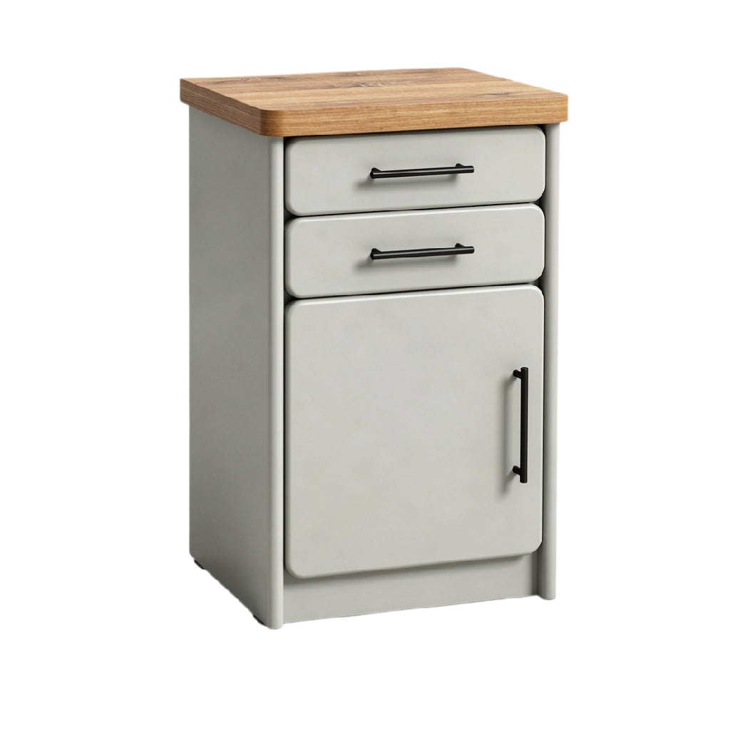 Compact Modern Kitchen Cart with Wooden Top and Storage Drawers