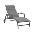 Adjustable Outdoor Chaise Lounge Chair with Gray Fabric Upholstery